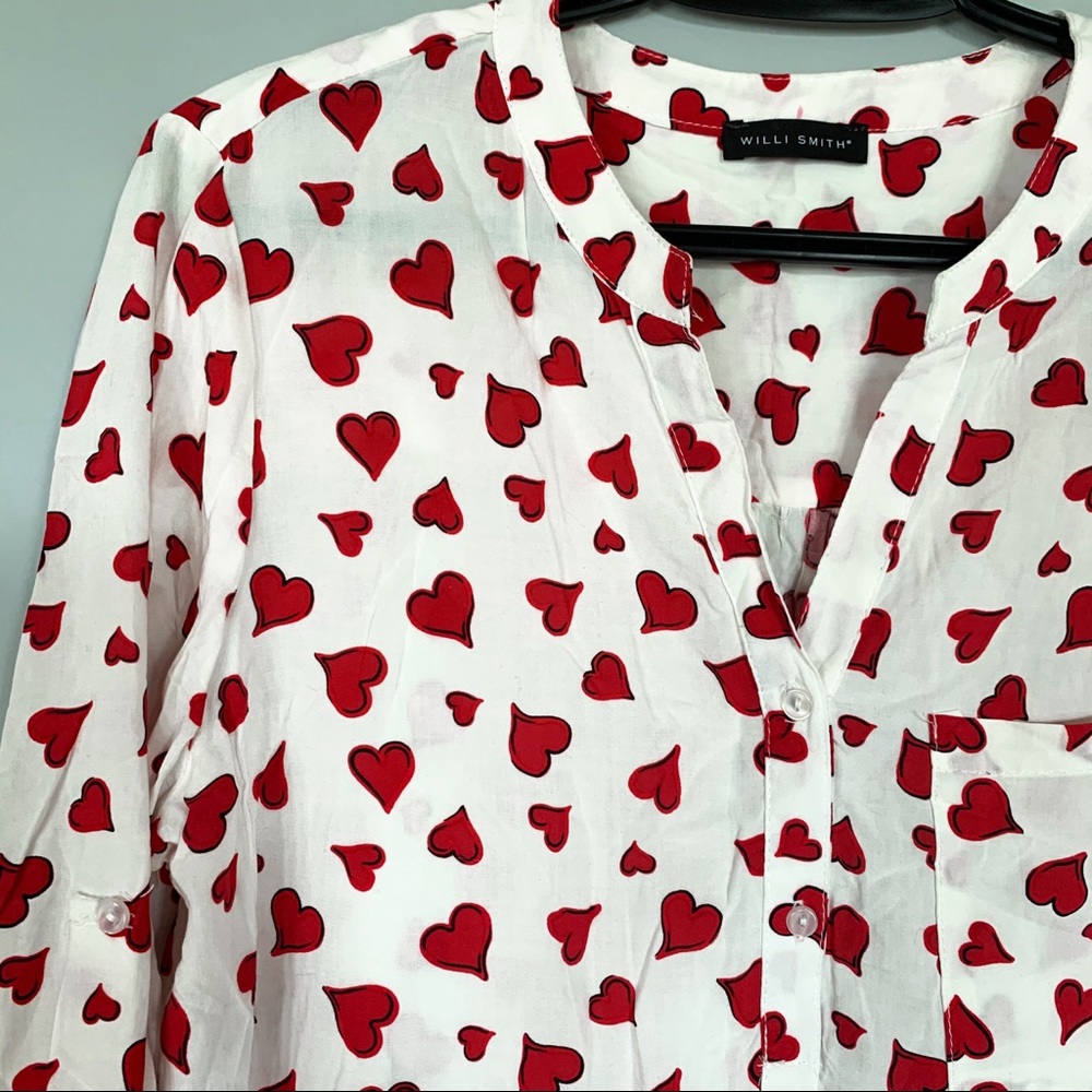 Willi Smith • Heart Print Blouse